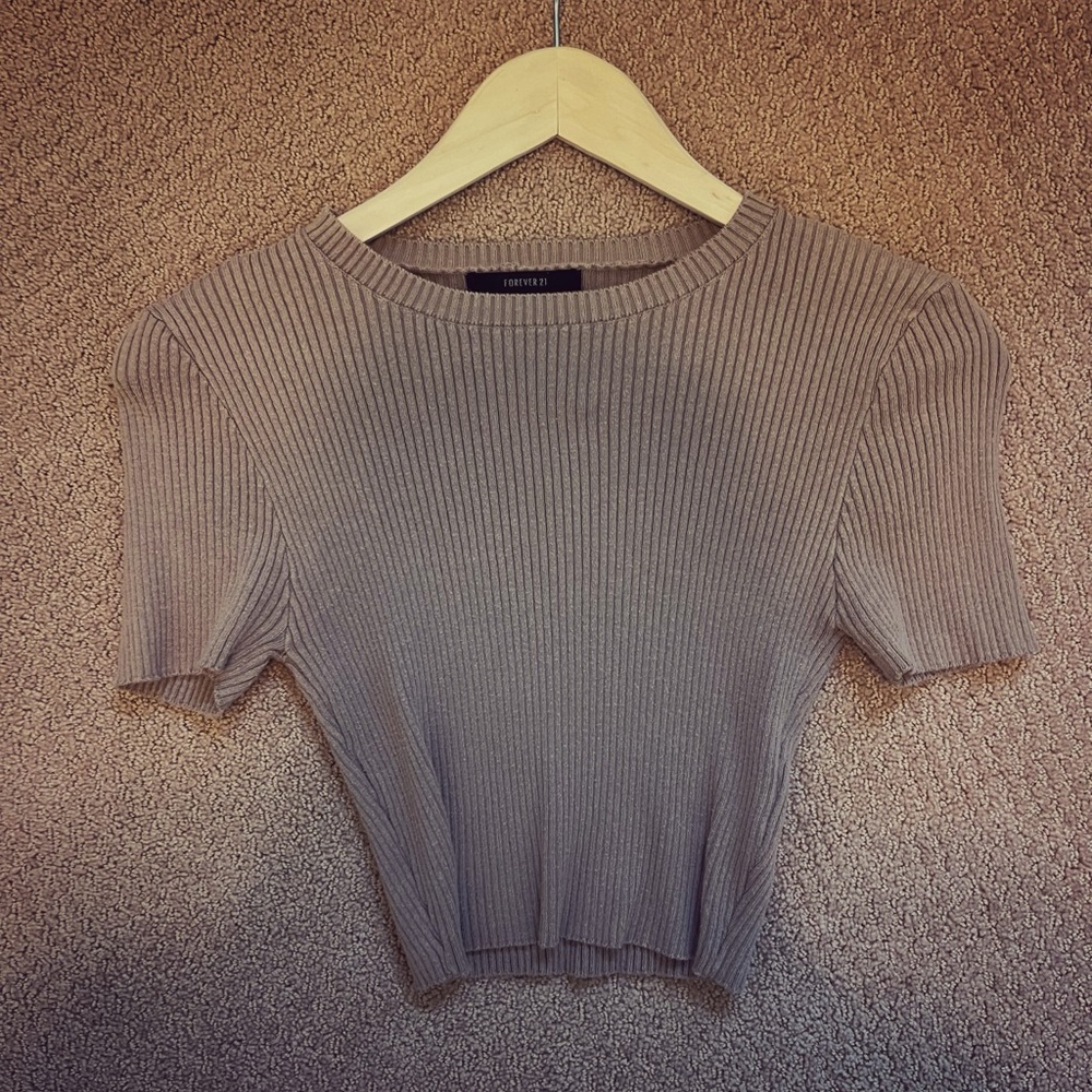 Forever 21 Beige Ribbed Crop Top
